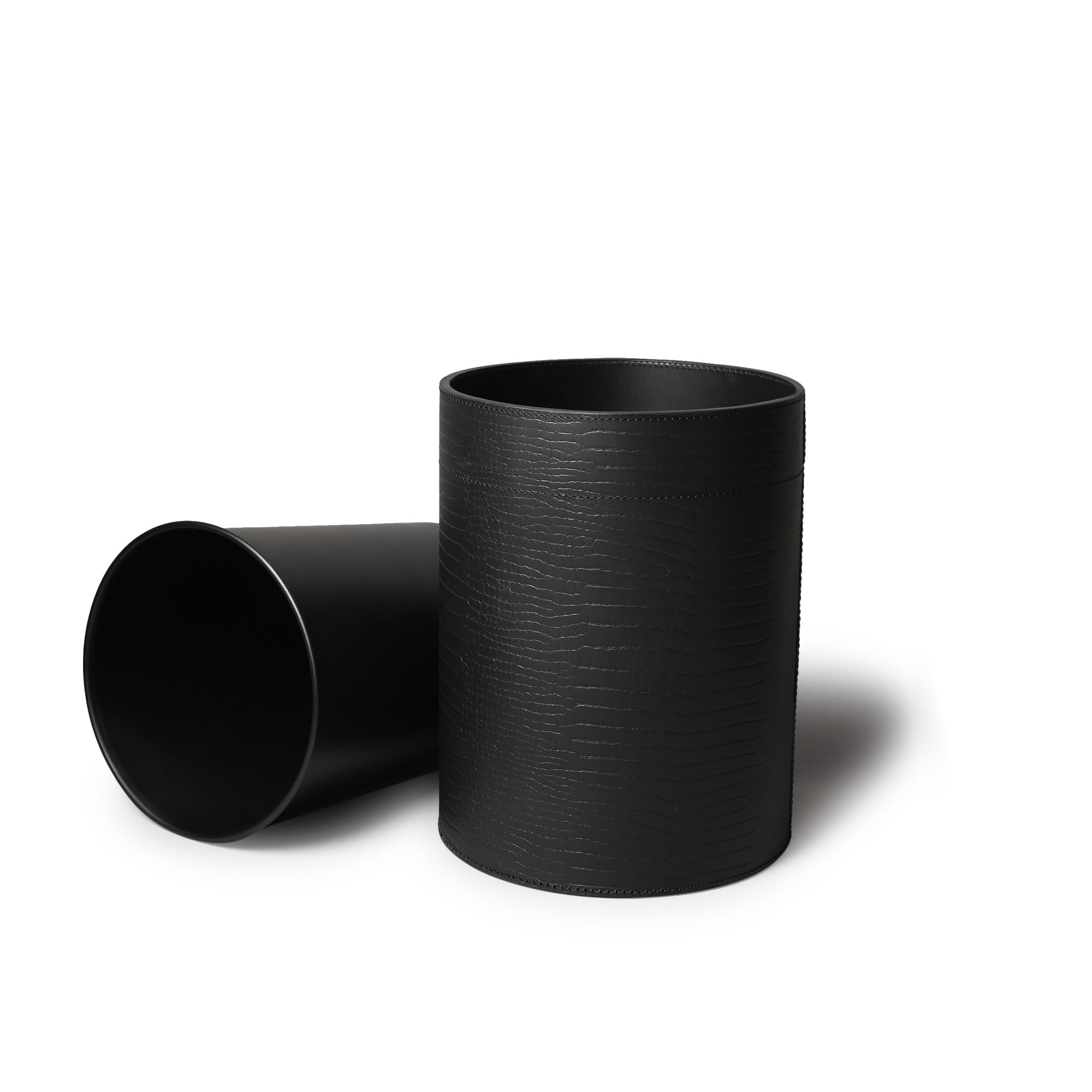Sterling Croco Wastebin With Metal Inner Black