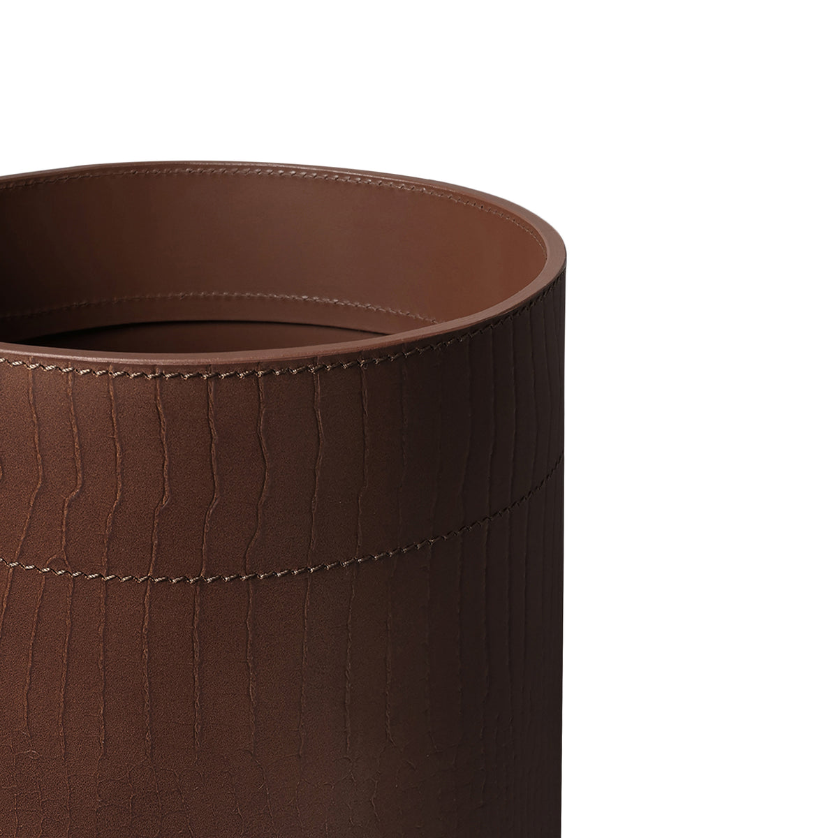 Sterling Croco Wastebin With Metal Inner Antique Brown