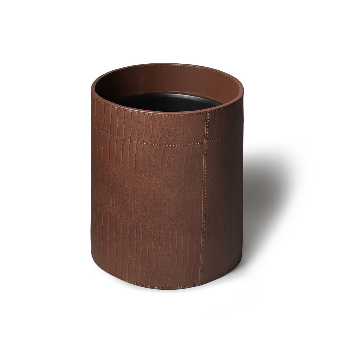 Sterling Croco Wastebin With Metal Inner Antique Brown