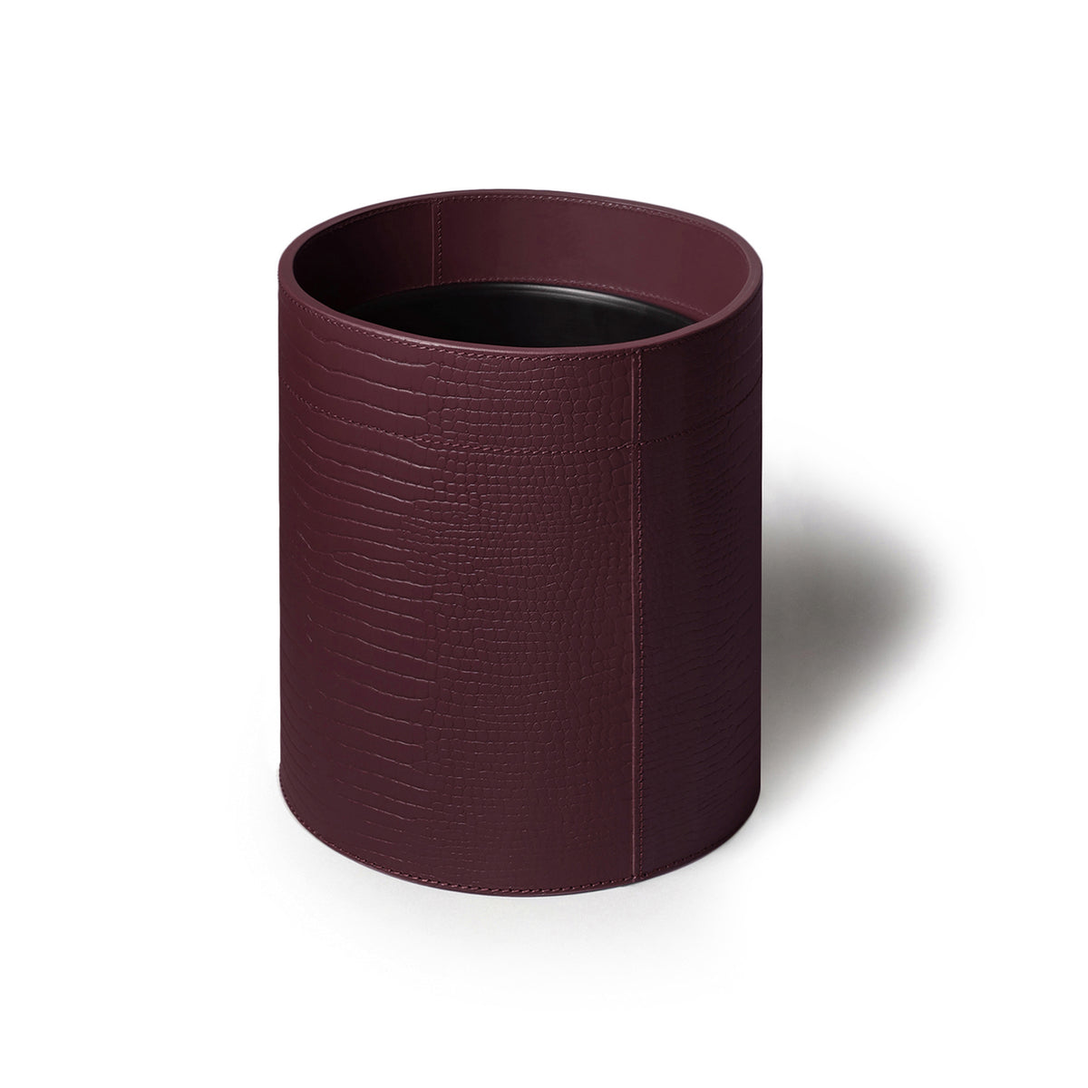 Sterling Croco Wastebin With Metal Inner Bordeaux