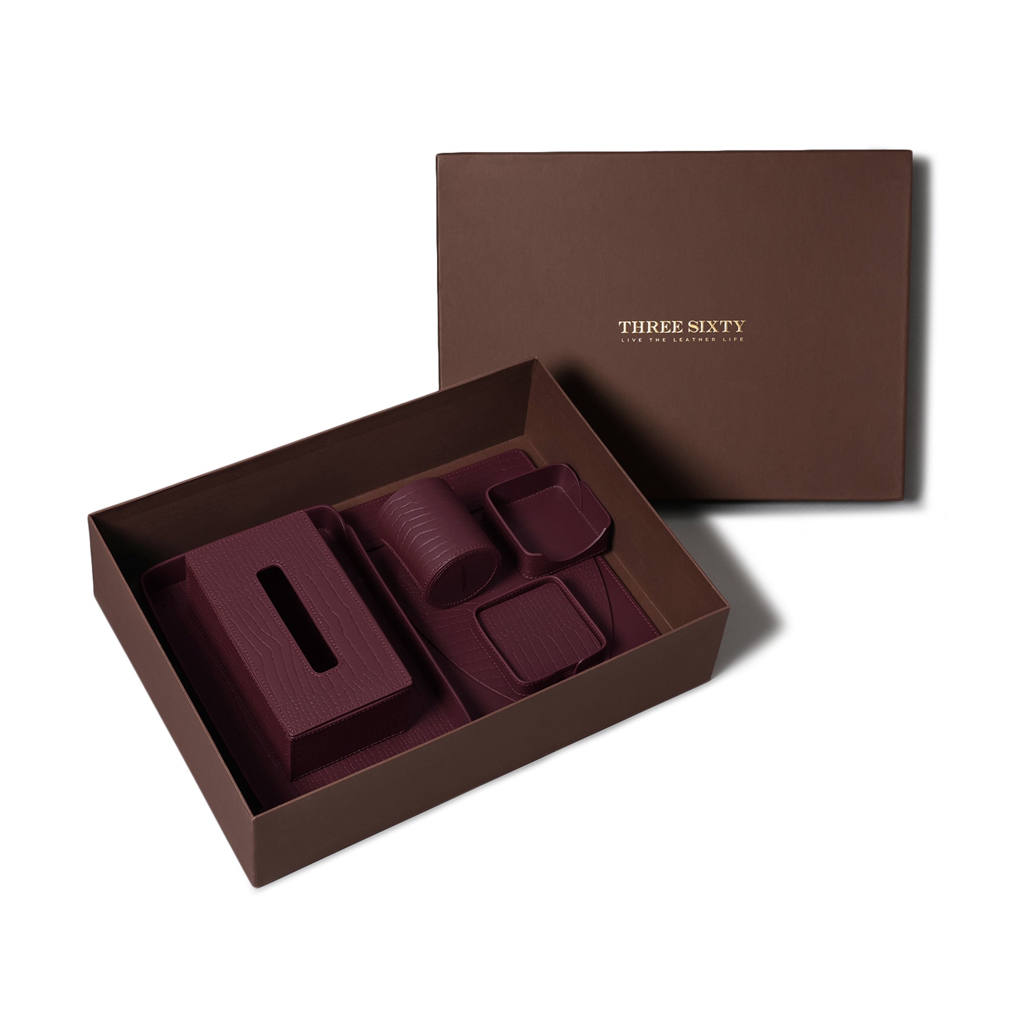 Sterling Croco Desktop Set Bordeaux
