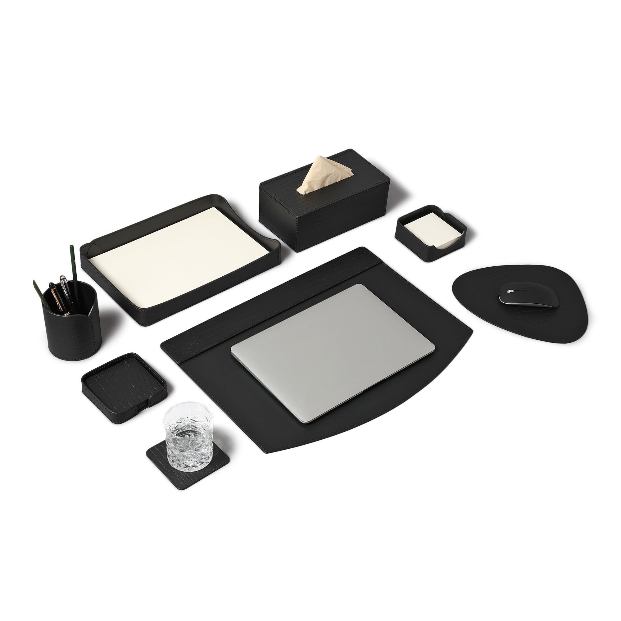 Sterling Croco Desktop Set Black