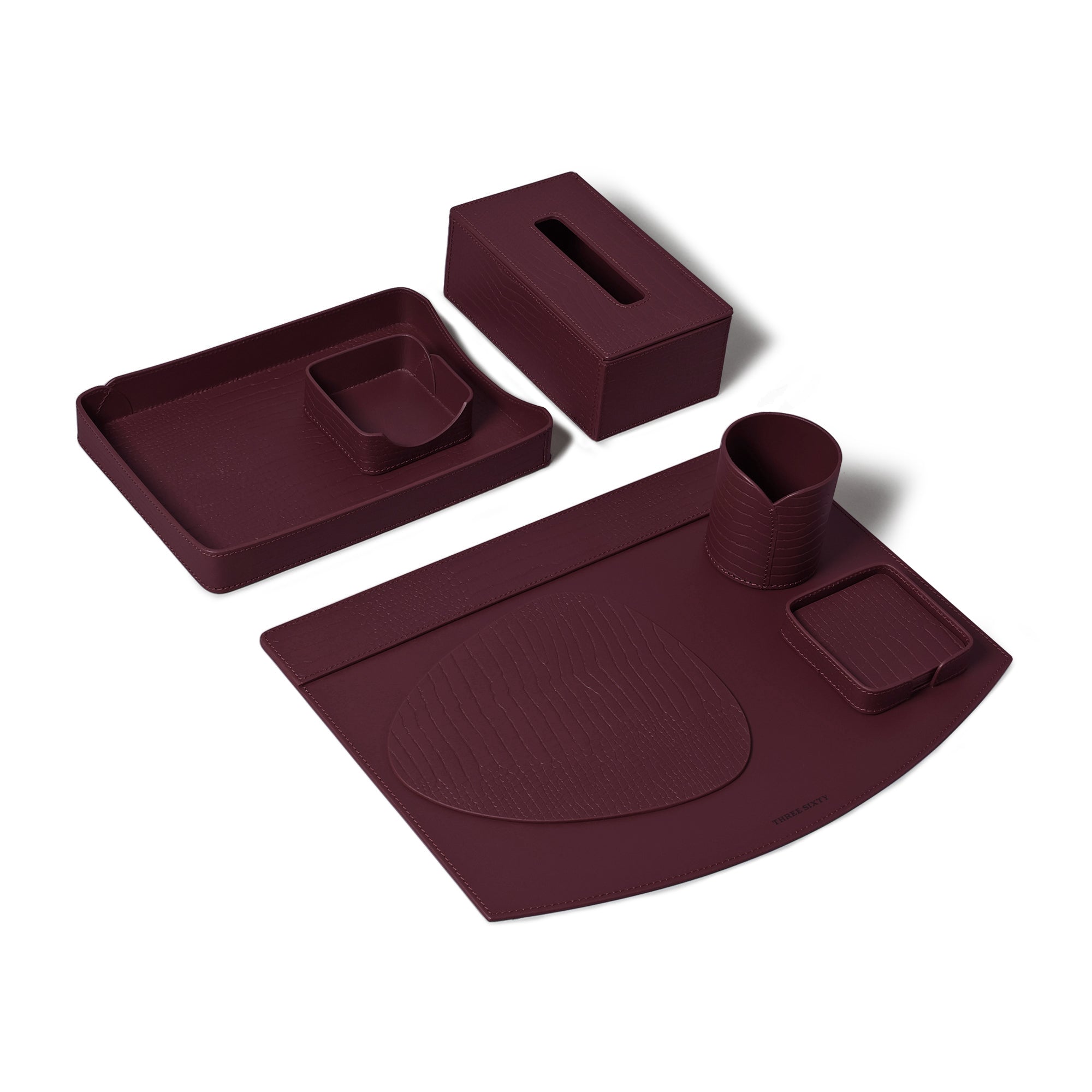 Sterling Croco Desktop Set Bordeaux