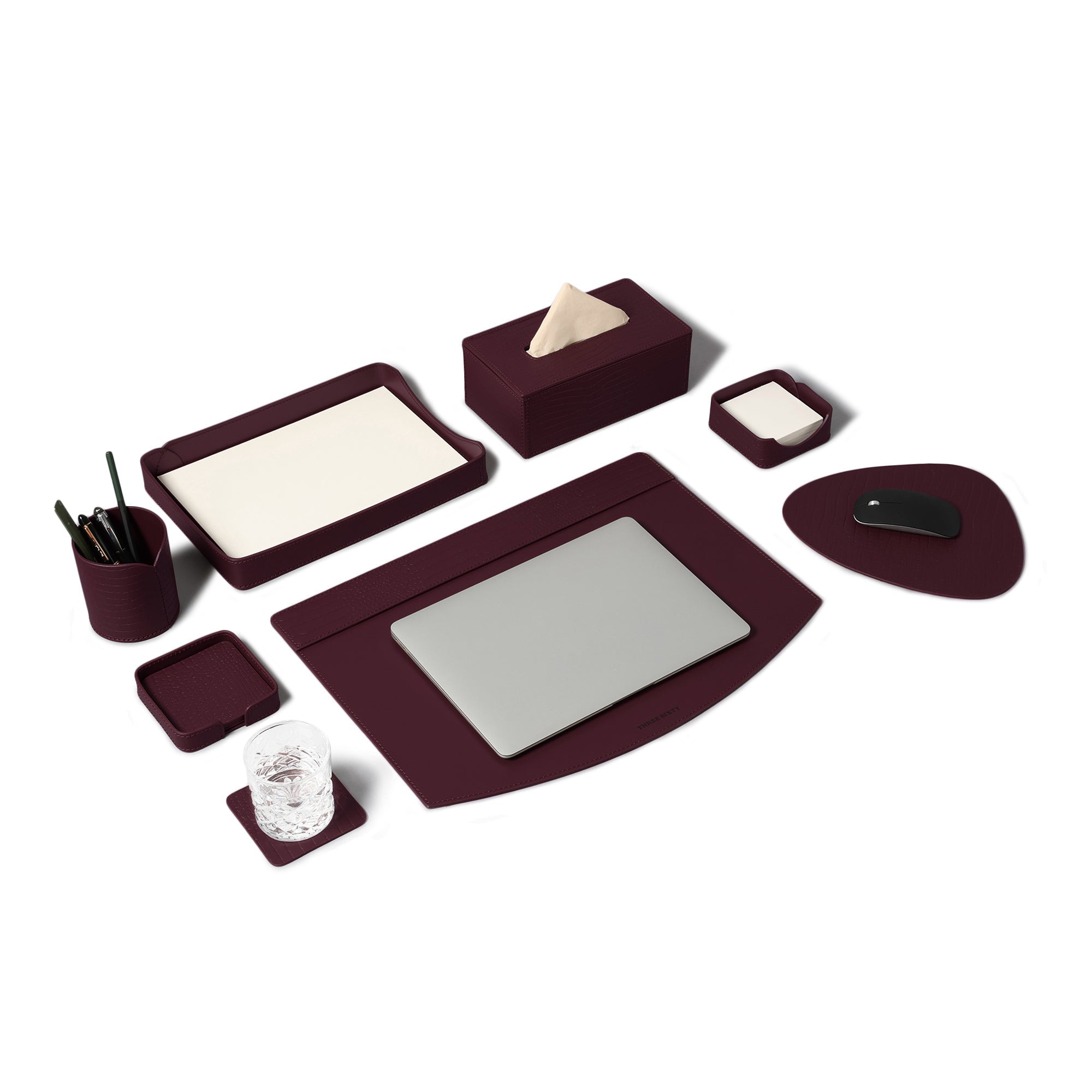 Sterling Croco Desktop Set Bordeaux