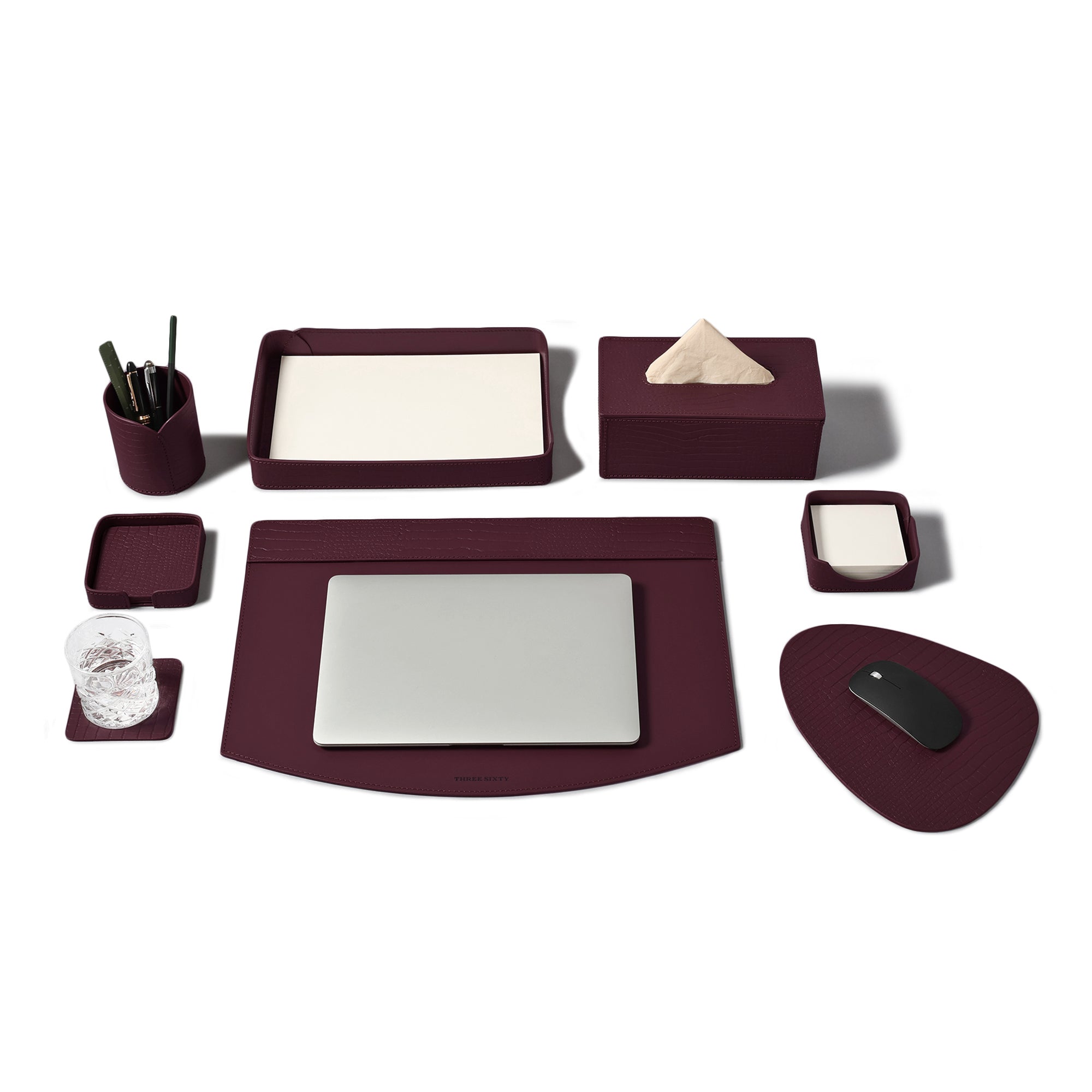 Sterling Croco Desktop Set Bordeaux