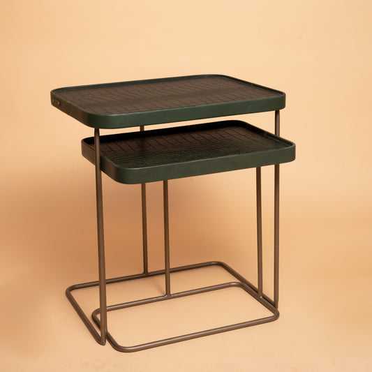 Croco Nested Table-Green (Set of two)