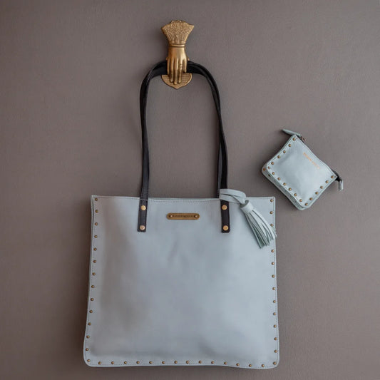 Ines Tote Bag And Small Utility Pouch Combo (Powder Blue)