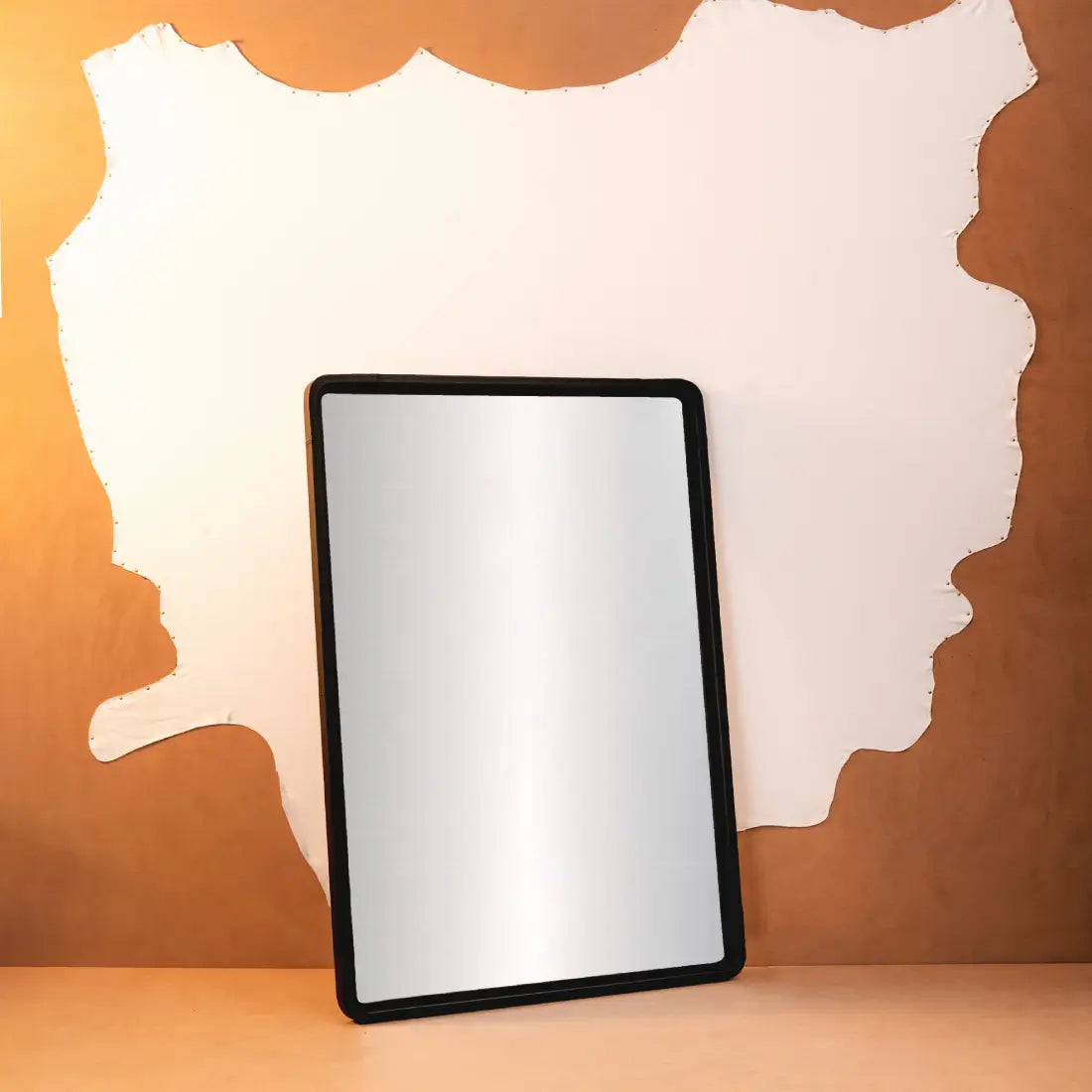 Leather Mirror in Black Colour