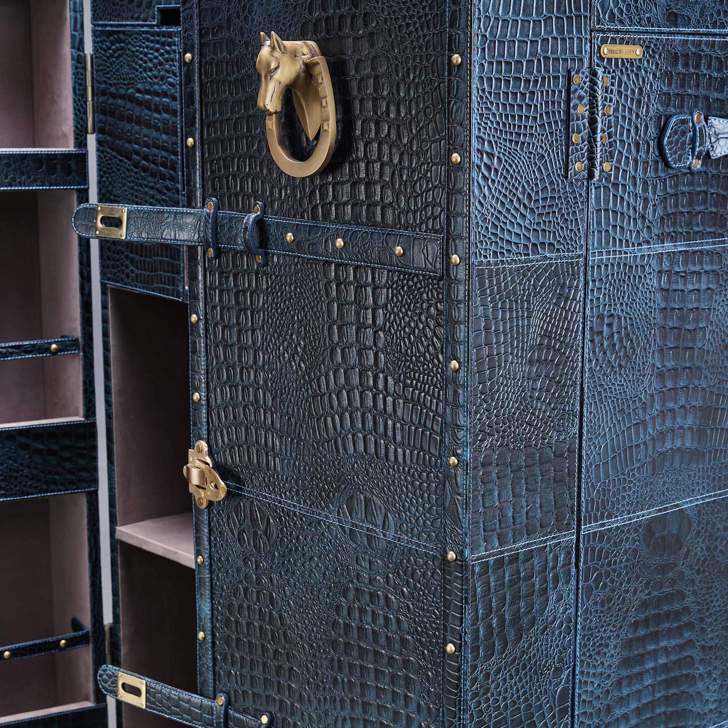 Mandalay Croco Top Open Leather Bar Blue