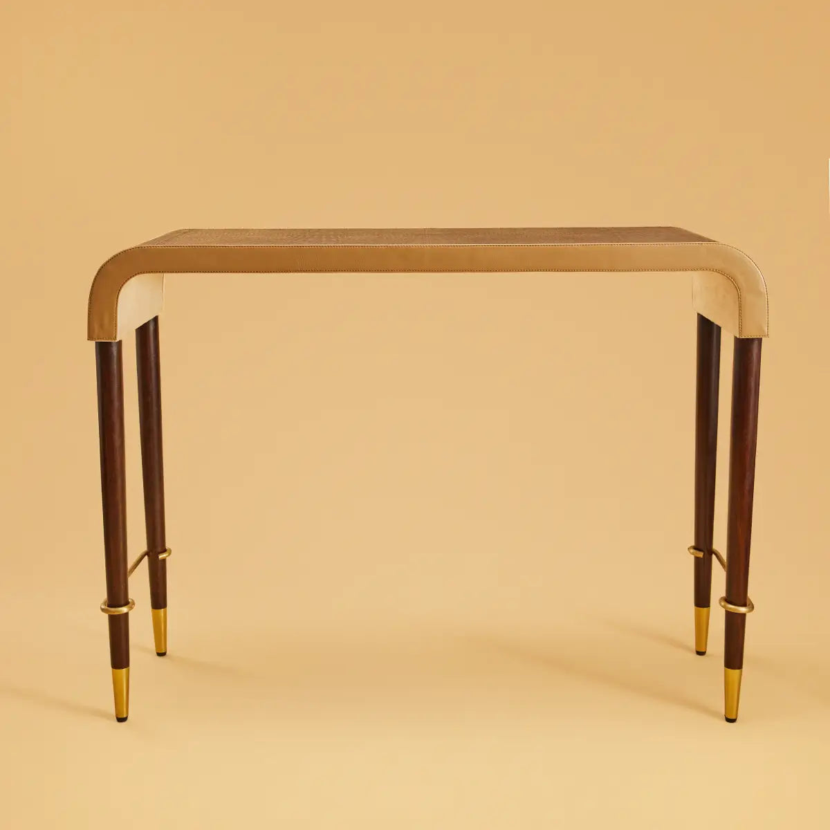 Mid-Century-Genuine Leather Side Console