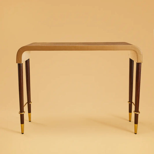 Mid-Century-Genuine Leather Side Console