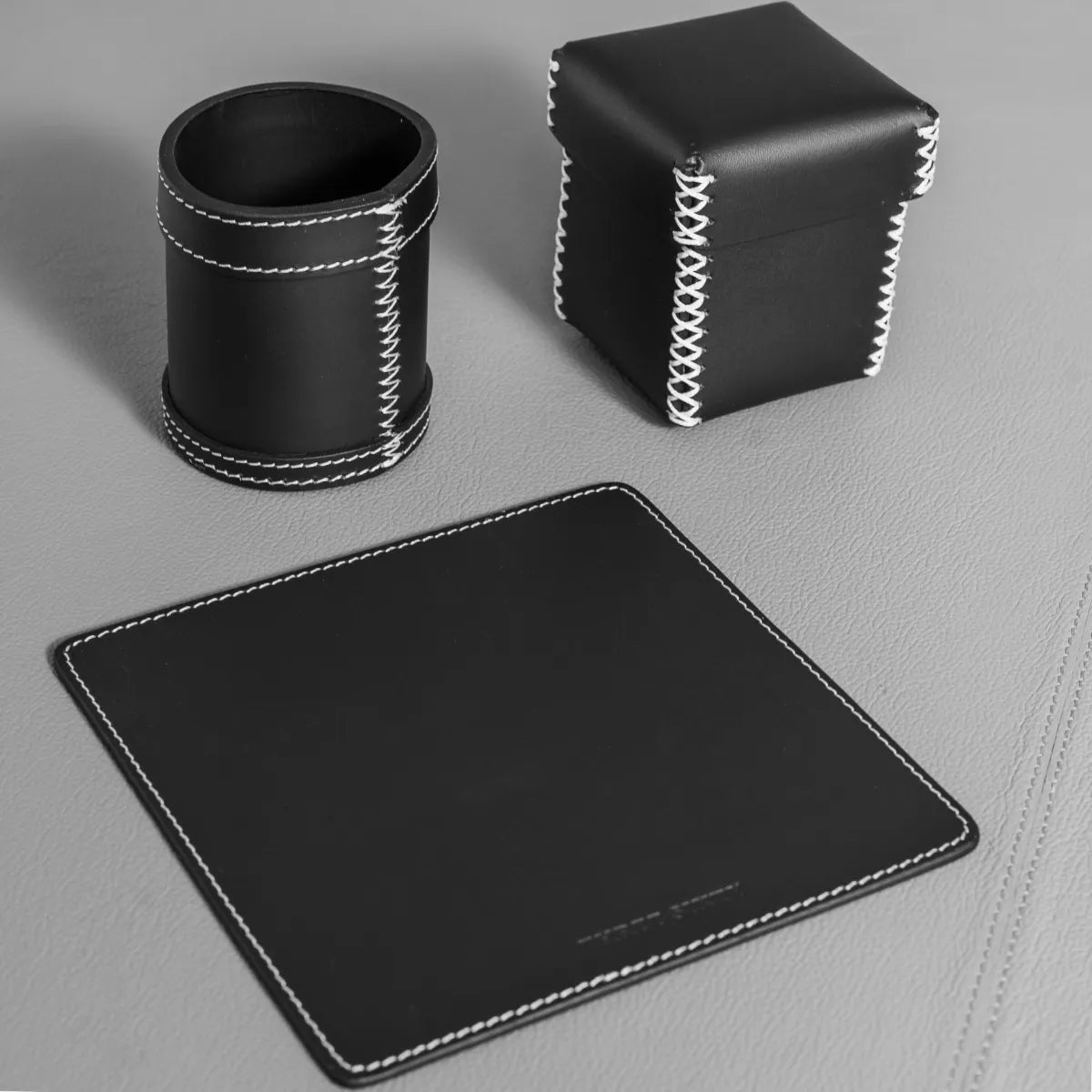 Mousepad, Pen Holder And Storage Box Combo Black