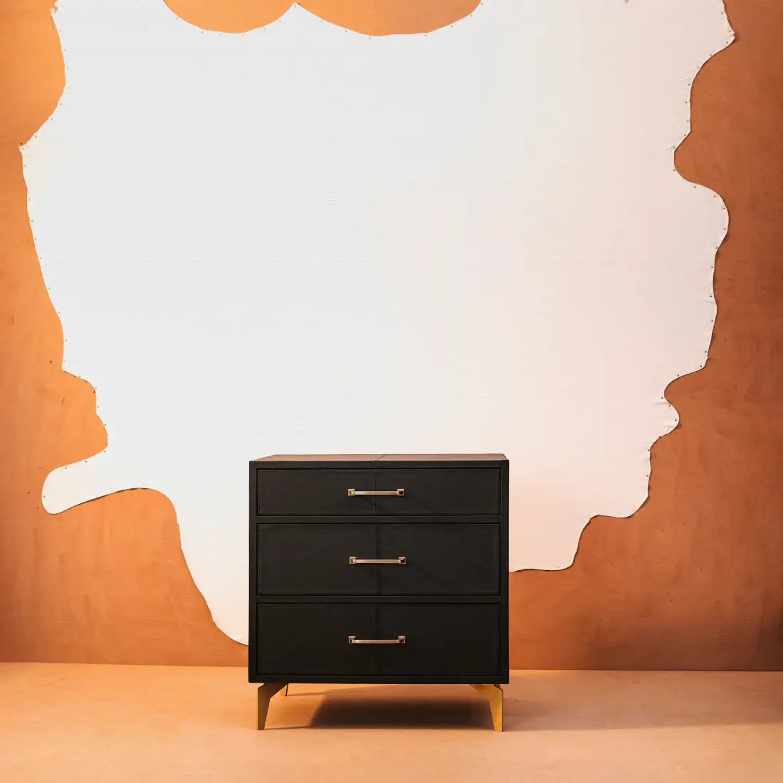 Nightstand with Three Drawers Black