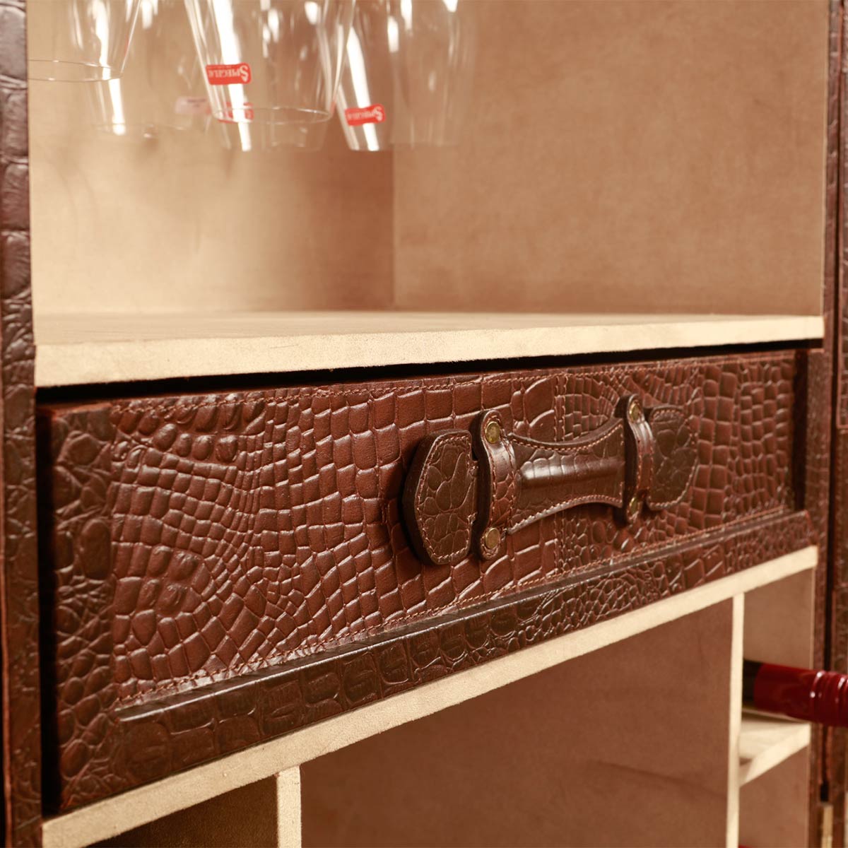 Panama Croco Medium Flap Open Bar Tan
