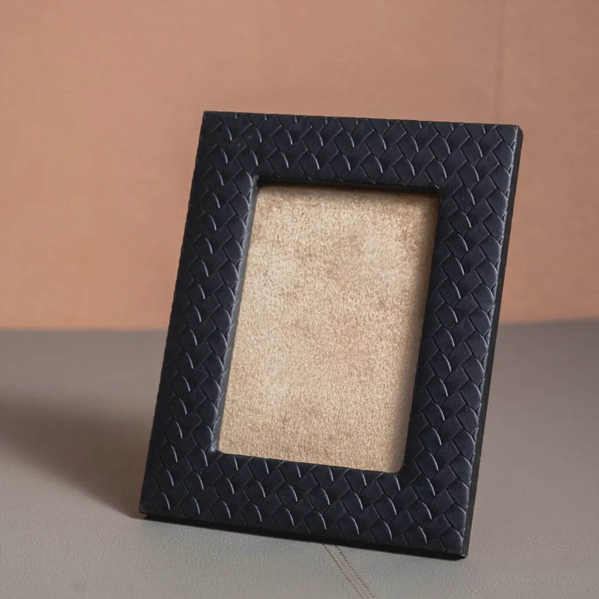 Leather photo outlet frame