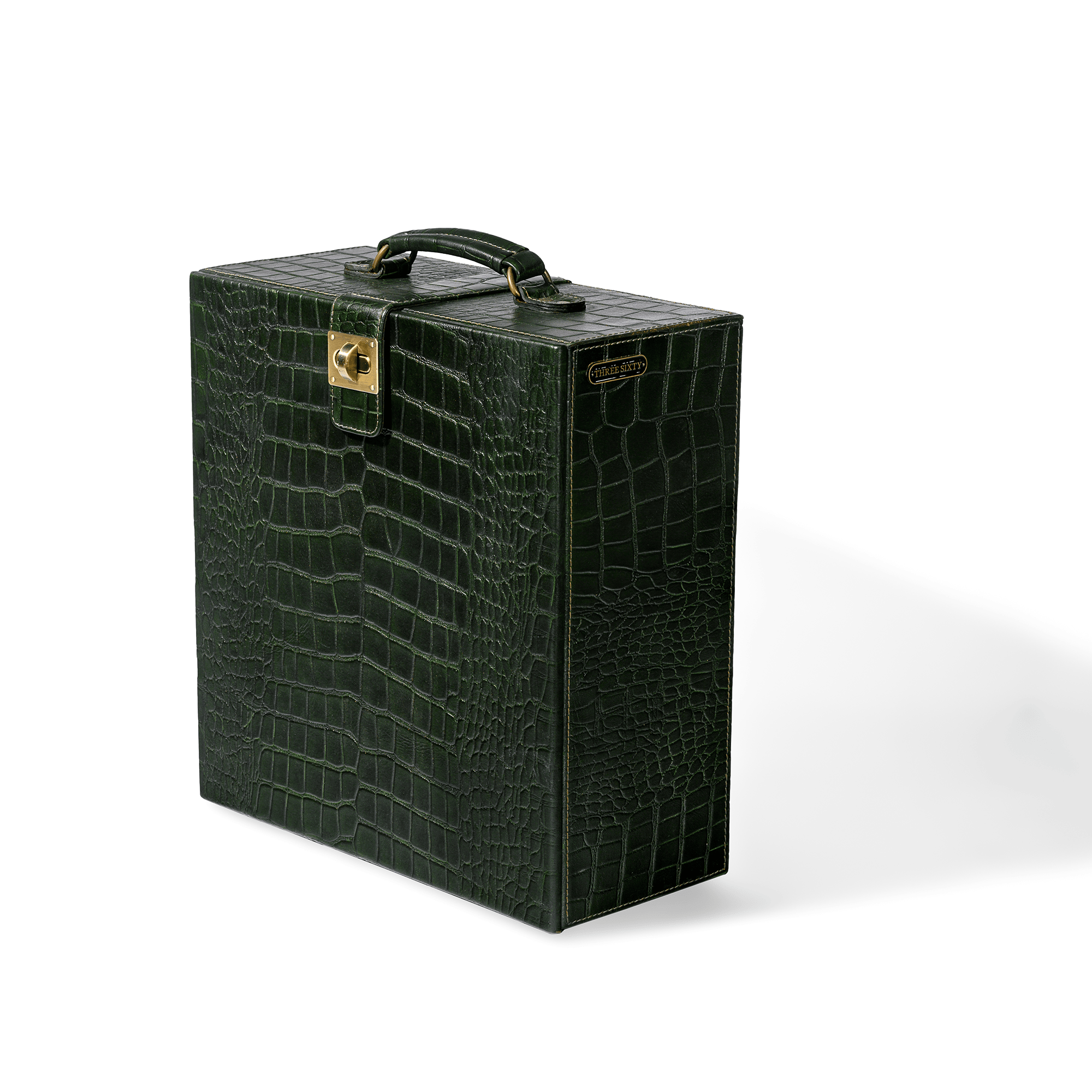 Portable Briefcase Bar Croco Leather Green
