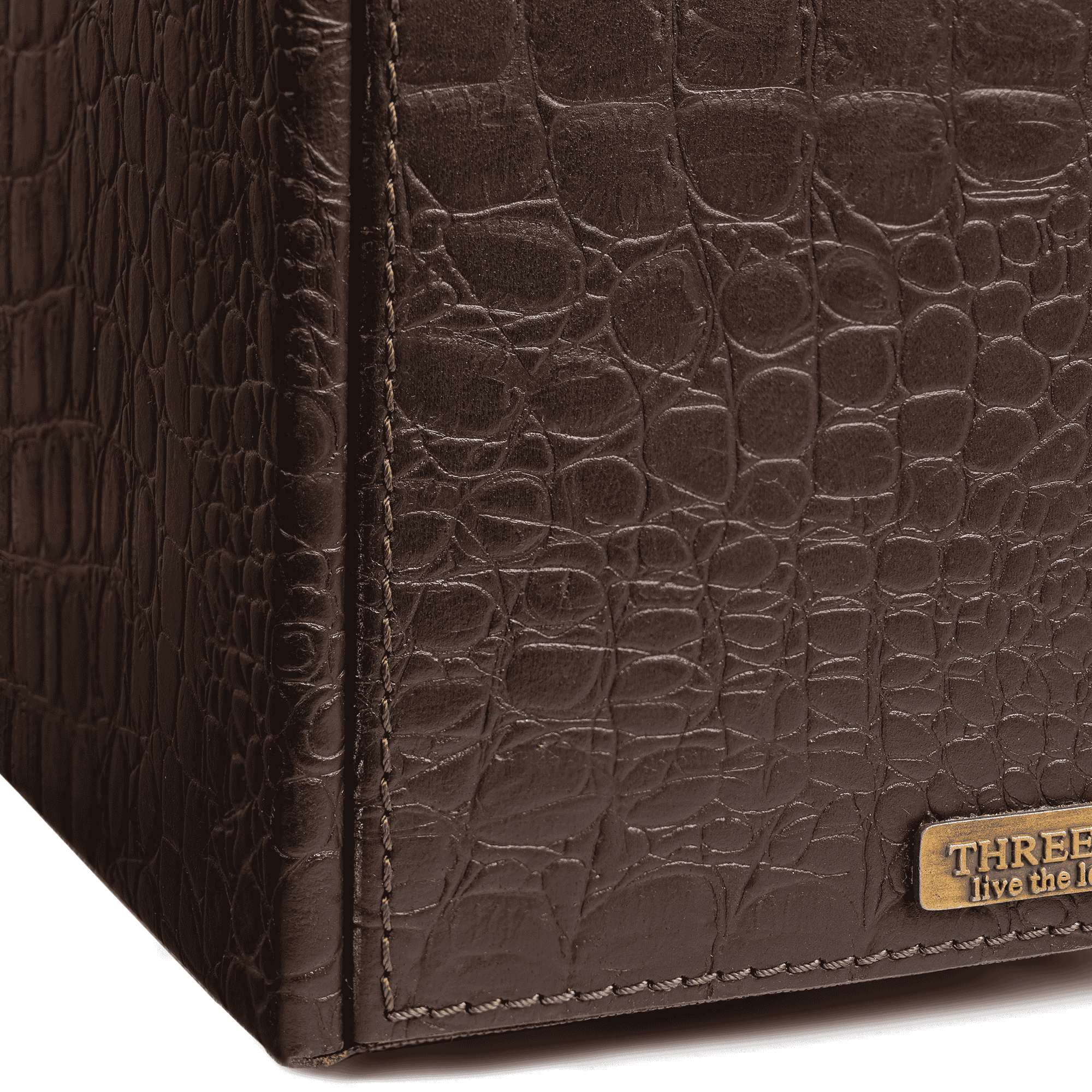 Portable Briefcase Bar Croco Leather Brown