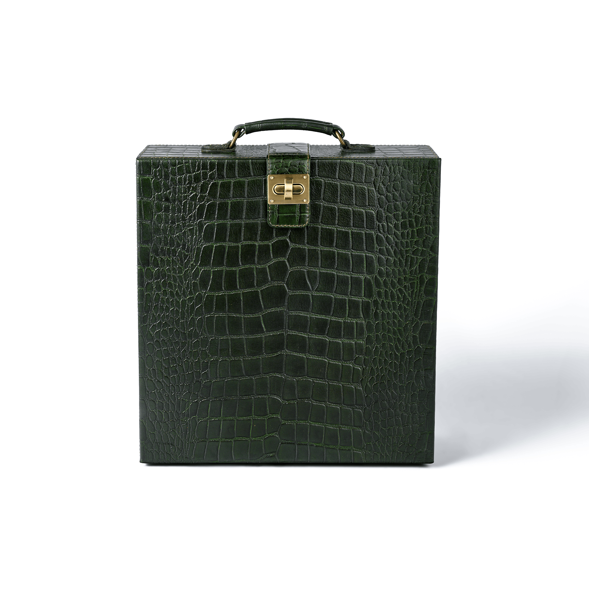 Portable Briefcase Bar Croco Leather Green
