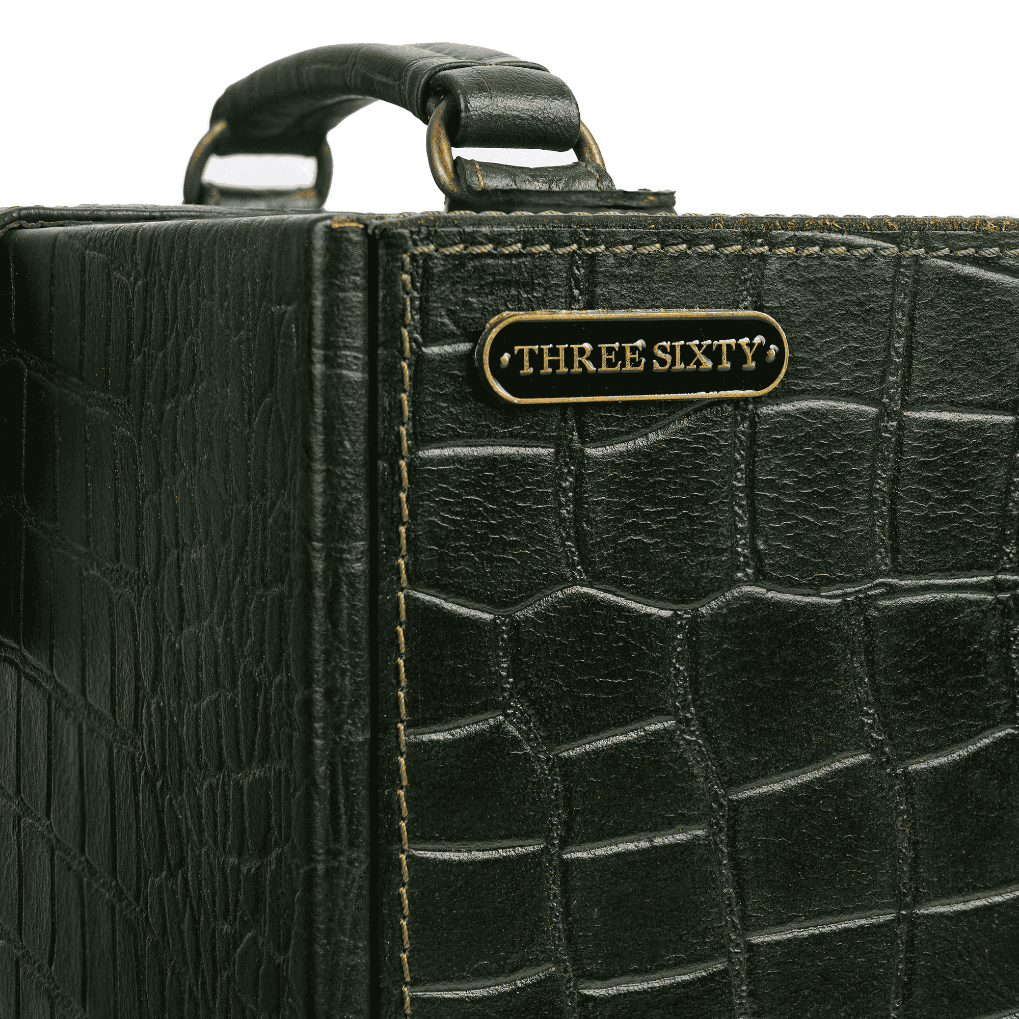 Portable Briefcase Bar Croco Leather Green
