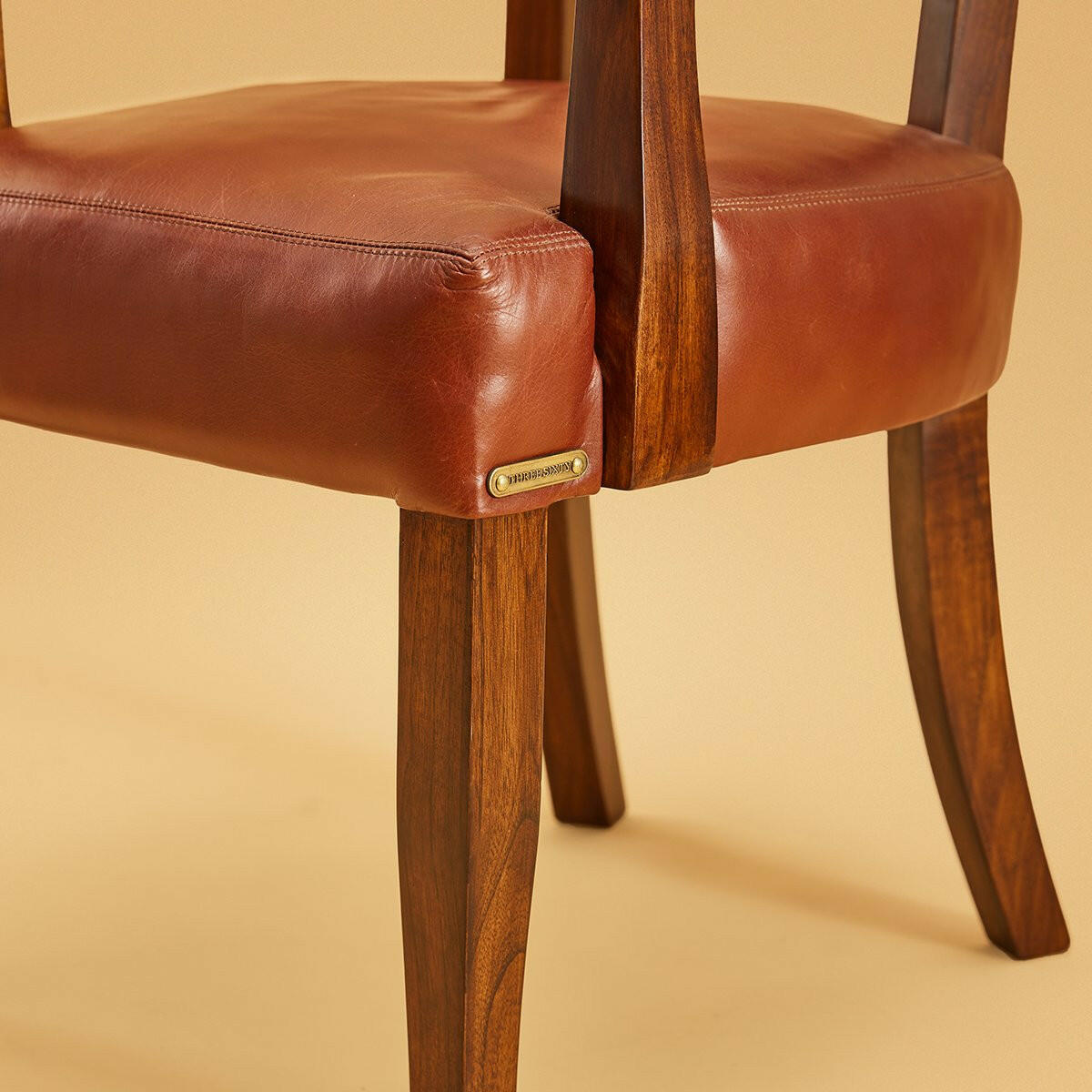 Premium Genuine Leather Low Seating Chair In Tan Color