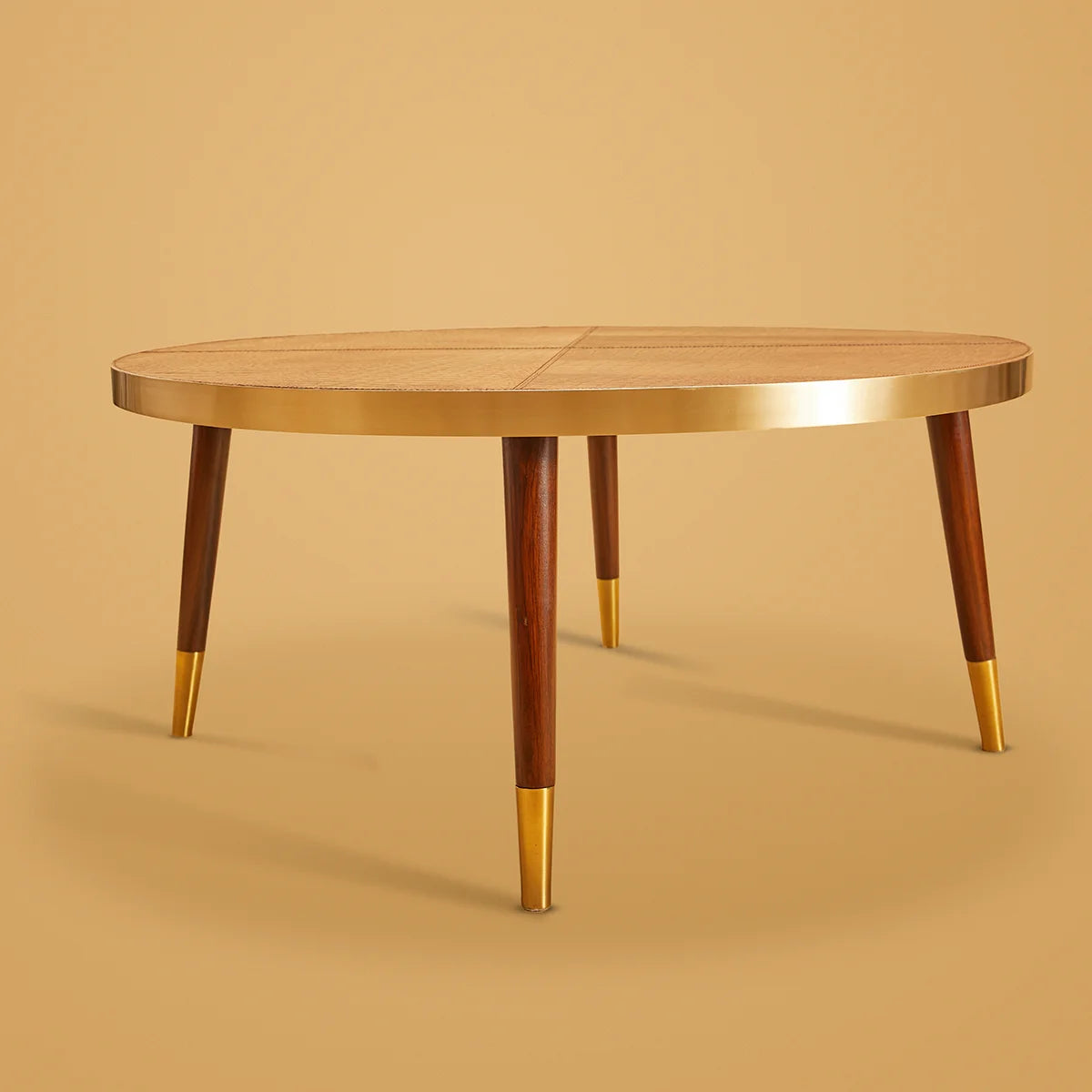 Round Centre Table- Embossed Leather Tan