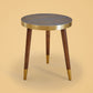 Round Side Table- Embossed Leather Blue & Green