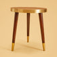 Round Side Table- Embossed Leather Tan