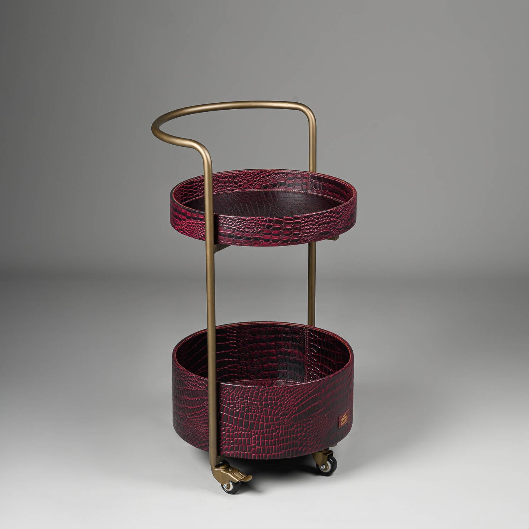 Rover Round Bar Trolley Burgundy