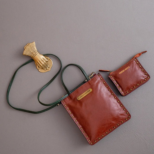 Ines Sling Bag and Small Utility Pouch Combo (Cognac)