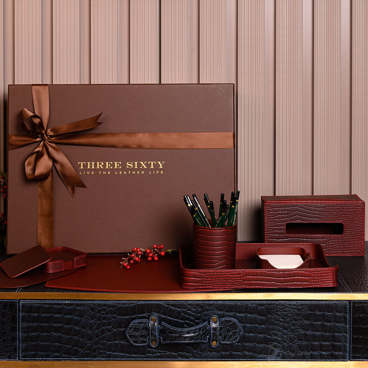 Sterling Desktop Set Maroon