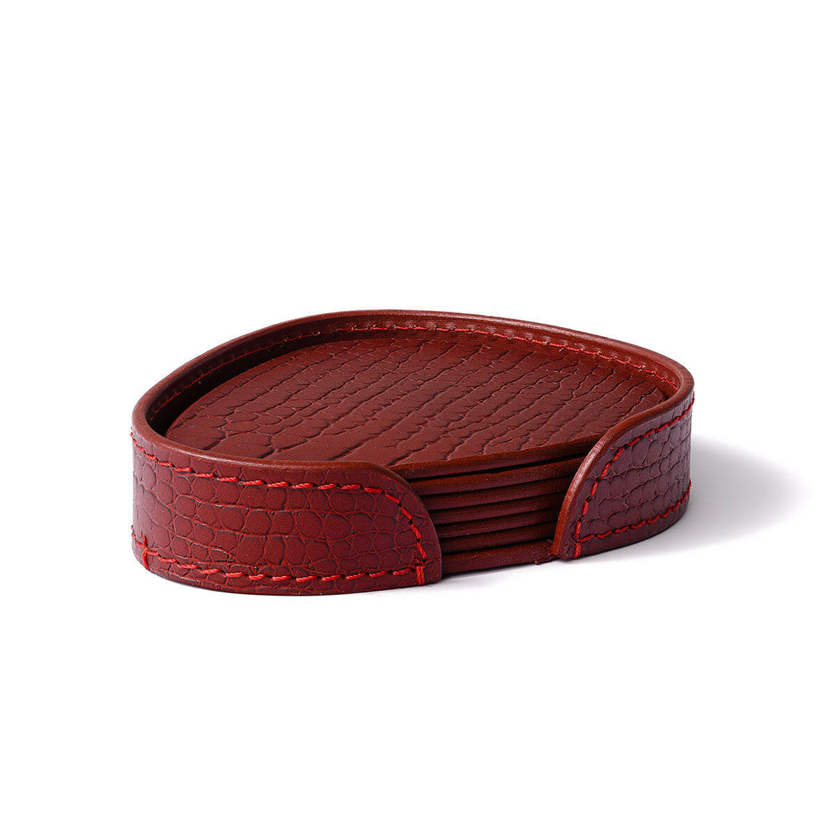 Sterling Coasters Set Abstract Shape Maroon