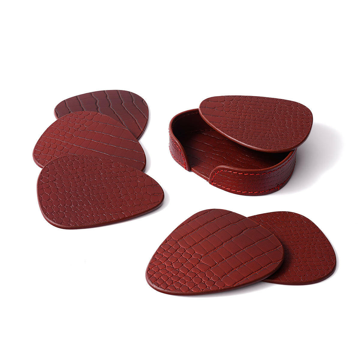 Sterling Coasters Set Abstract Shape Maroon