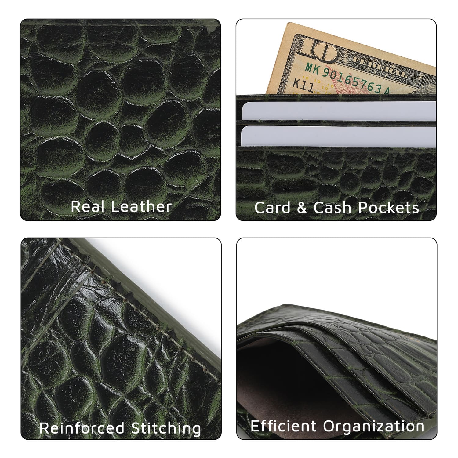 Terra Card Holder Croco Olive Green