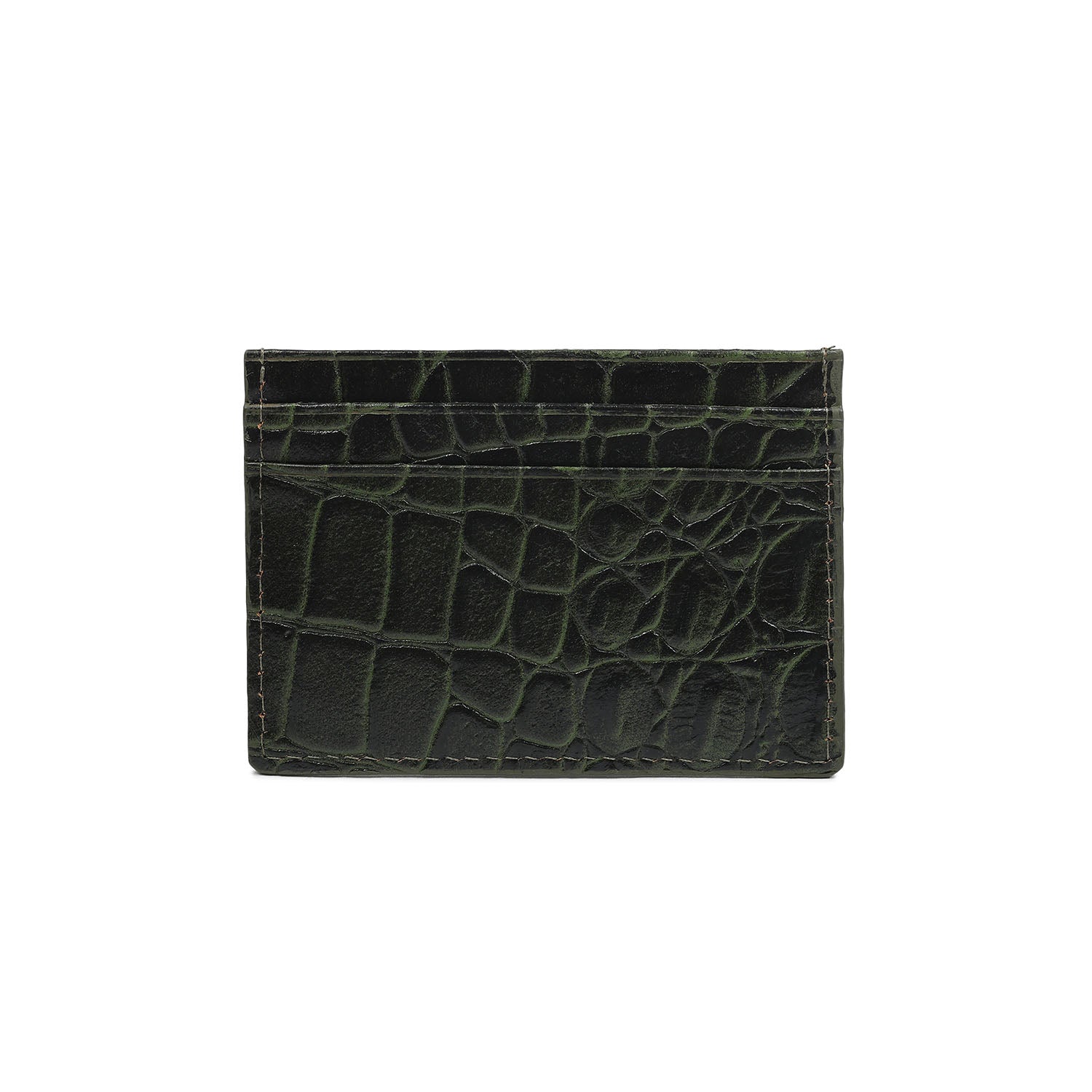 Terra Card Holder Croco Olive Green