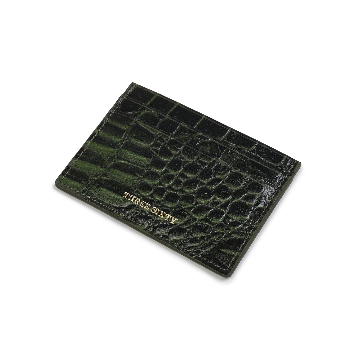 Terra Card Holder Croco Olive Green