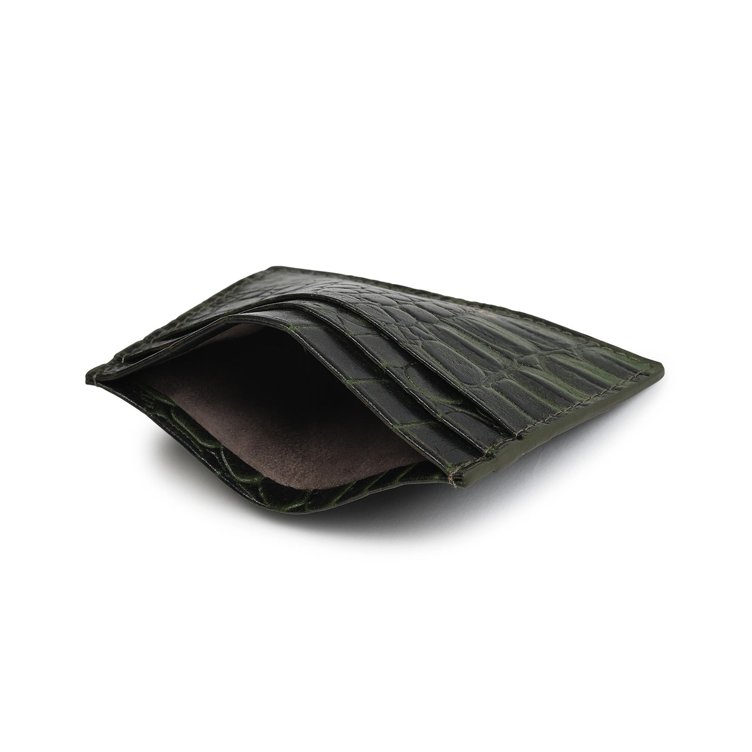 Terra Card Holder Croco Olive Green