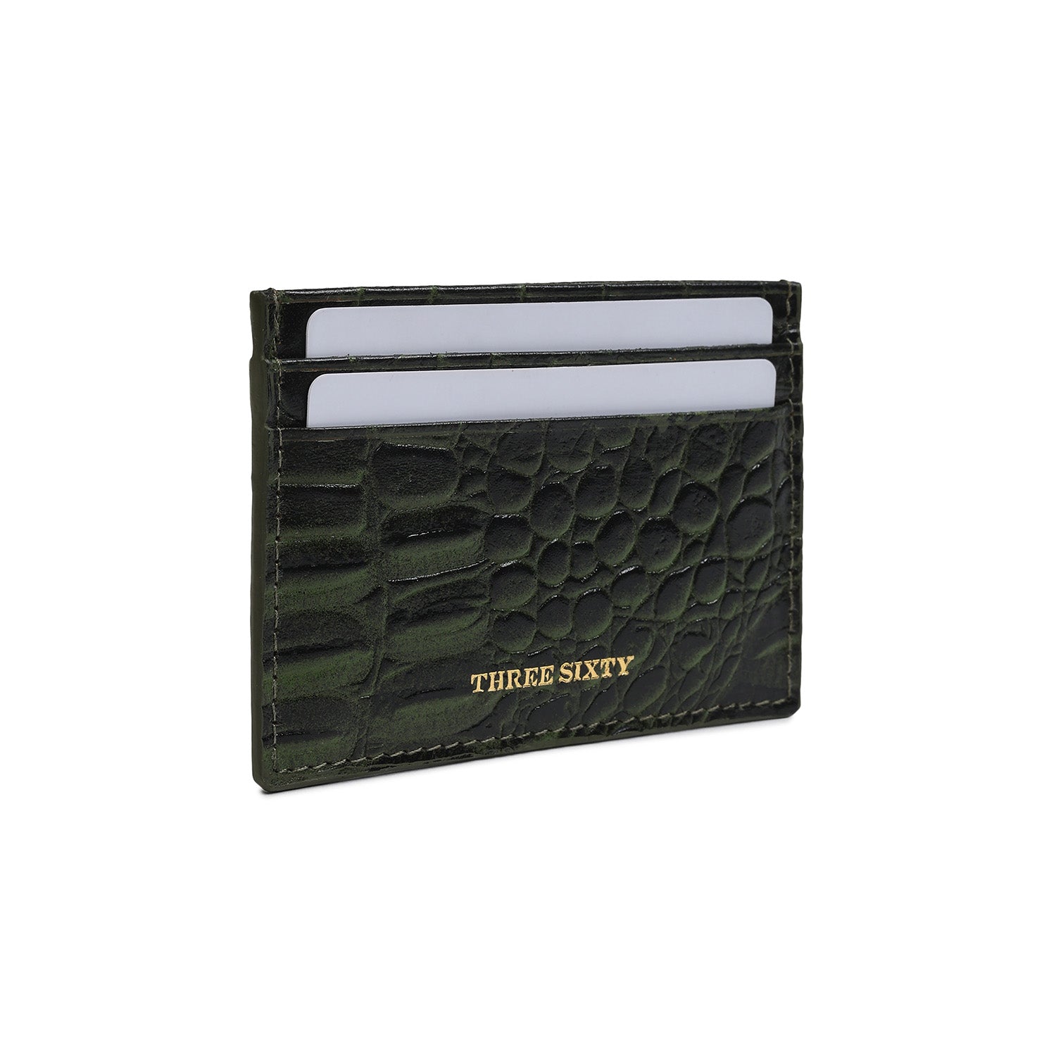 Terra Card Holder Croco Olive Green
