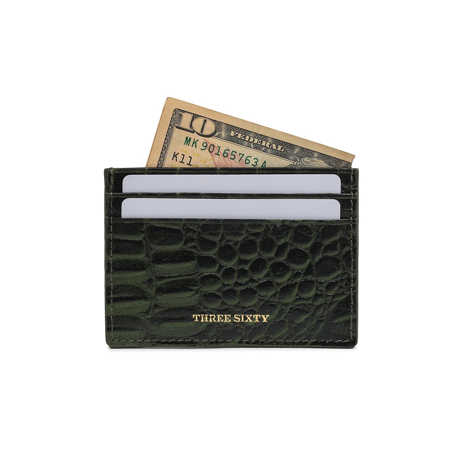 Terra Card Holder Croco Olive Green