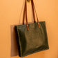 Ines Tote Bag- Genuine Waxy Leather Olive Green