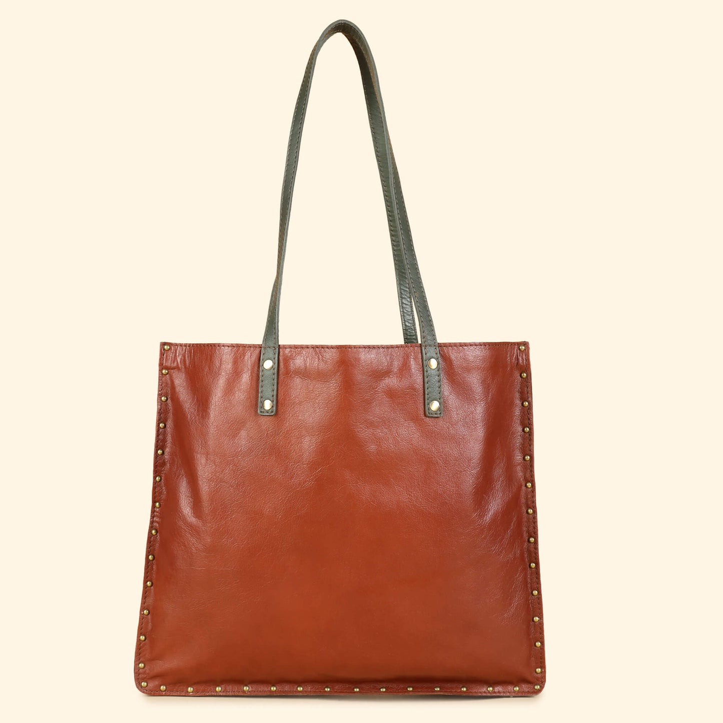 Ines Tote Bag - Genuine Waxy Leather Cognac