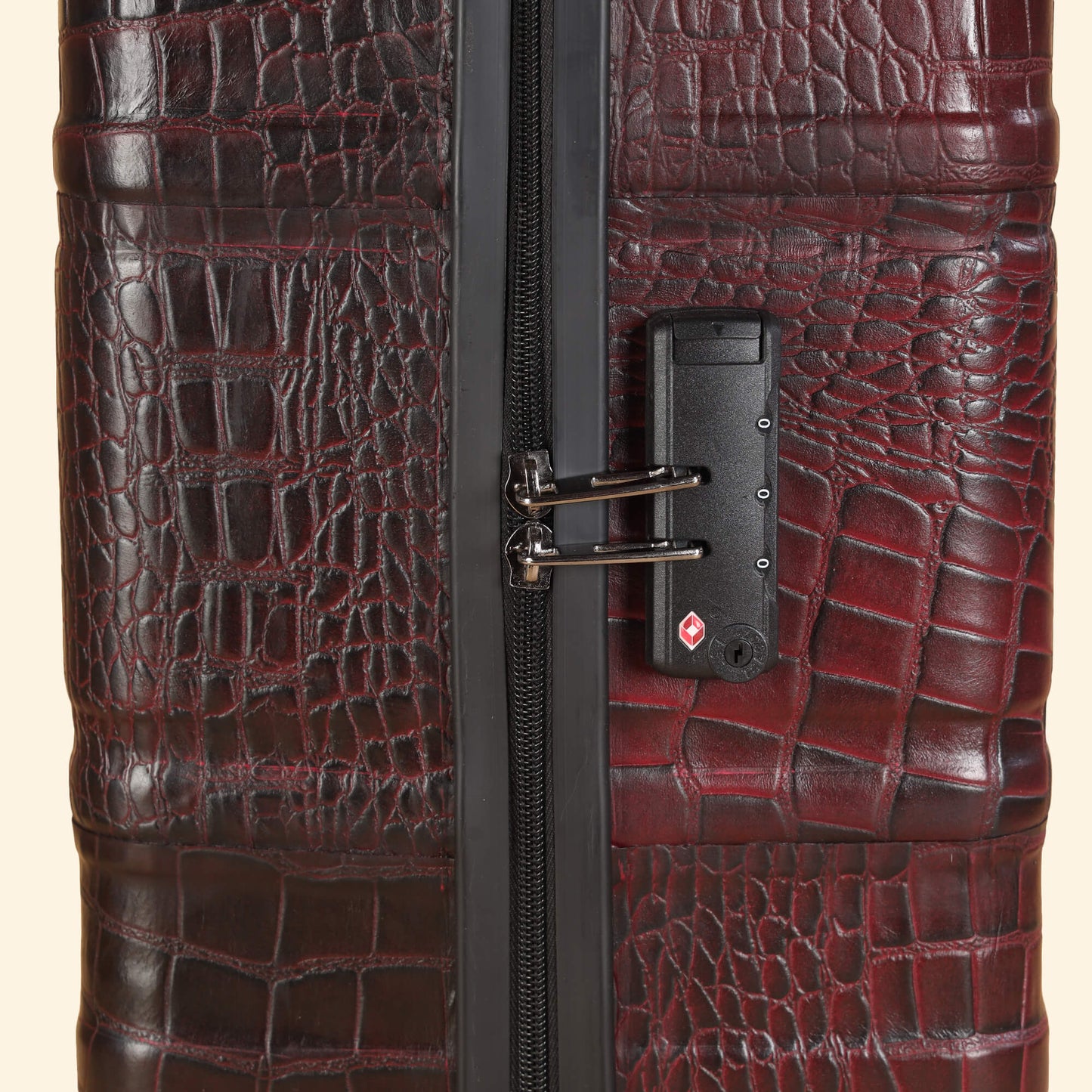 Trolley Bag Premium Quality Genuine Croco Leather Burgundy