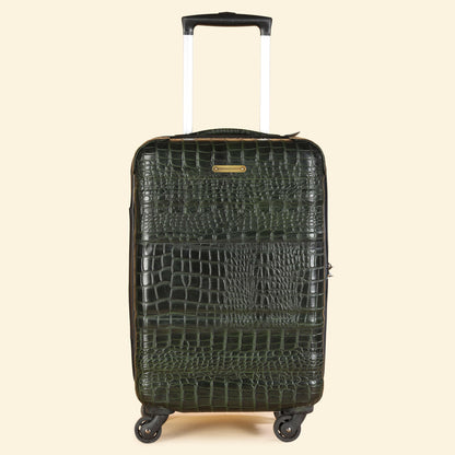Trolley Bag Premium Quality Genuine Croco Leather Olive Green