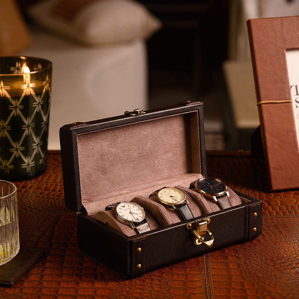 Buy Tymo Watch Box Brown Classic Leather Watch Case Online - Three ...