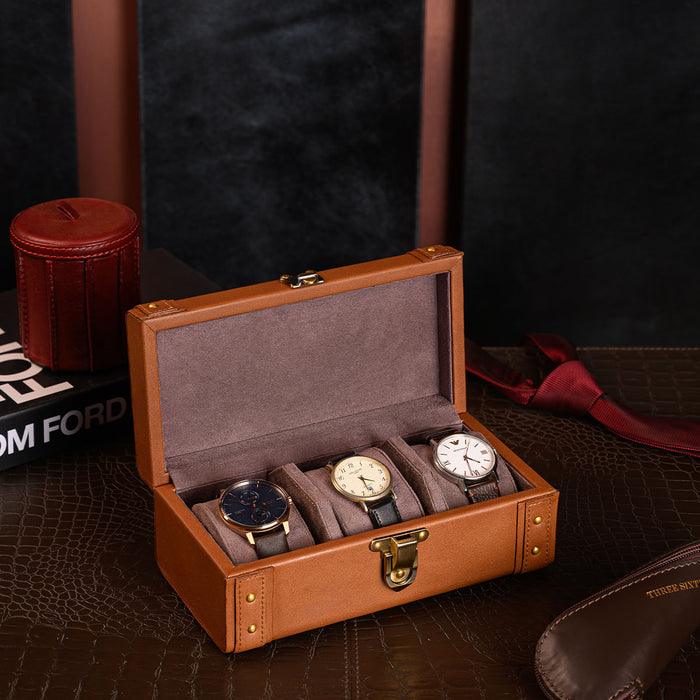 Buy Tymo Watch Box Tan Luxury Timepiece Case Online - Three Sixty Life