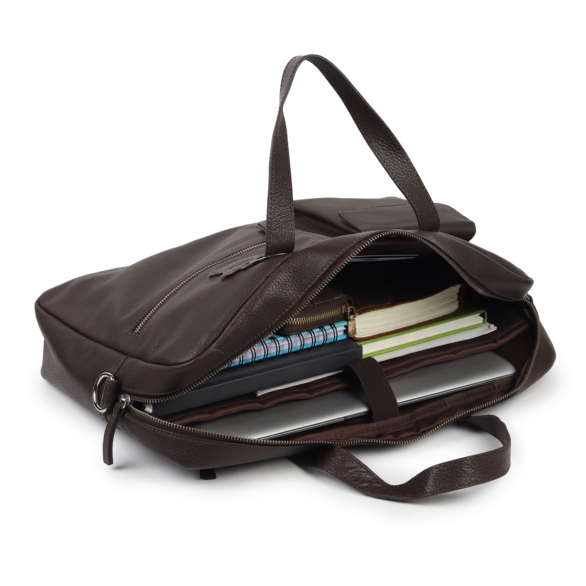 Weston 16 Inch Leather Laptop Bag Brown