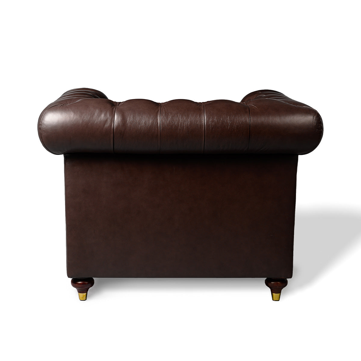 Chesterfield Genuine Leather Single Seater Sofa Brown