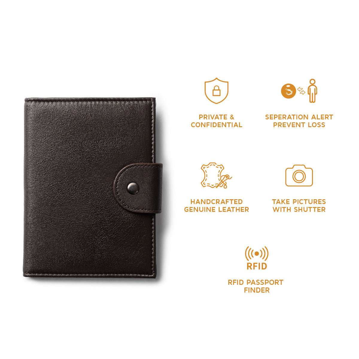 Orbit Smart Passport Holder Bi-Fold Brown