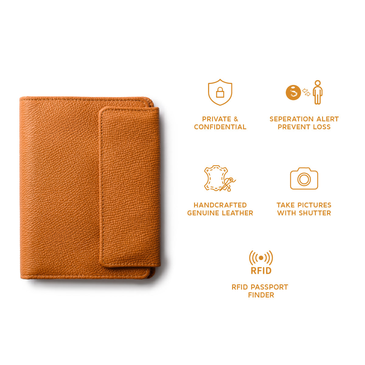 Orbit Smart Passport Holder Tri-Fold Tan