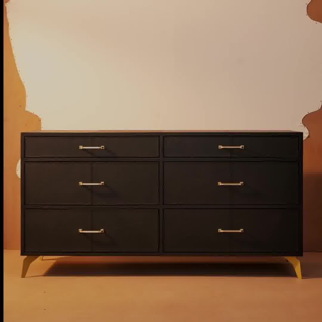 Chest of Six Drawers - Black Chest of Six Drawers - Black