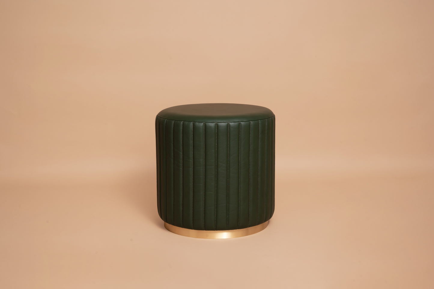 Linear Round Ottoman Olive Green